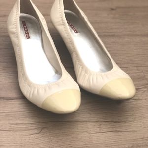 Prada calf leather ballet flats, kitten heel look like Chanel perfect EU 40